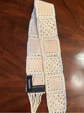 Express Cream Crochet/suede  patch work  Boho Tassel Belt